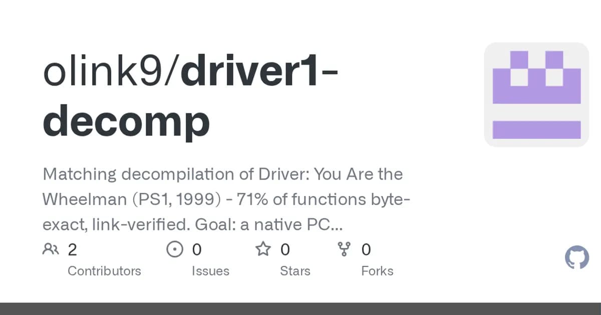 Driver: You Are the Wheelman (PS1, 1999): A PS1 driving game matched at 71% by agents.