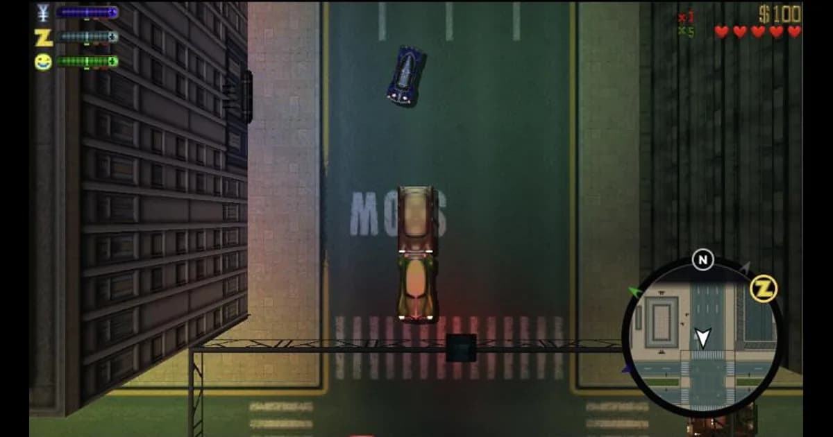 Grand Theft Auto 2 (PC, 1999): The freeware GTA 2 in the browser on top of a matching decompilation.