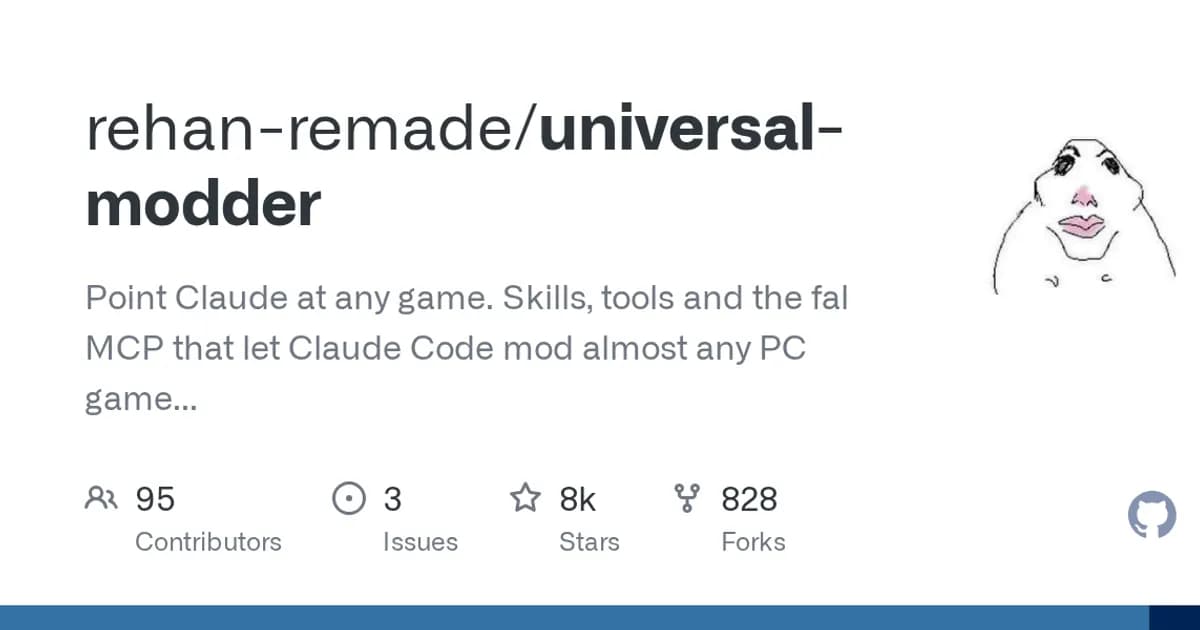 Age of Empires II: DE, Terraria: Point Claude at a PC game and get a mod, backed by per-game knowledge notes.