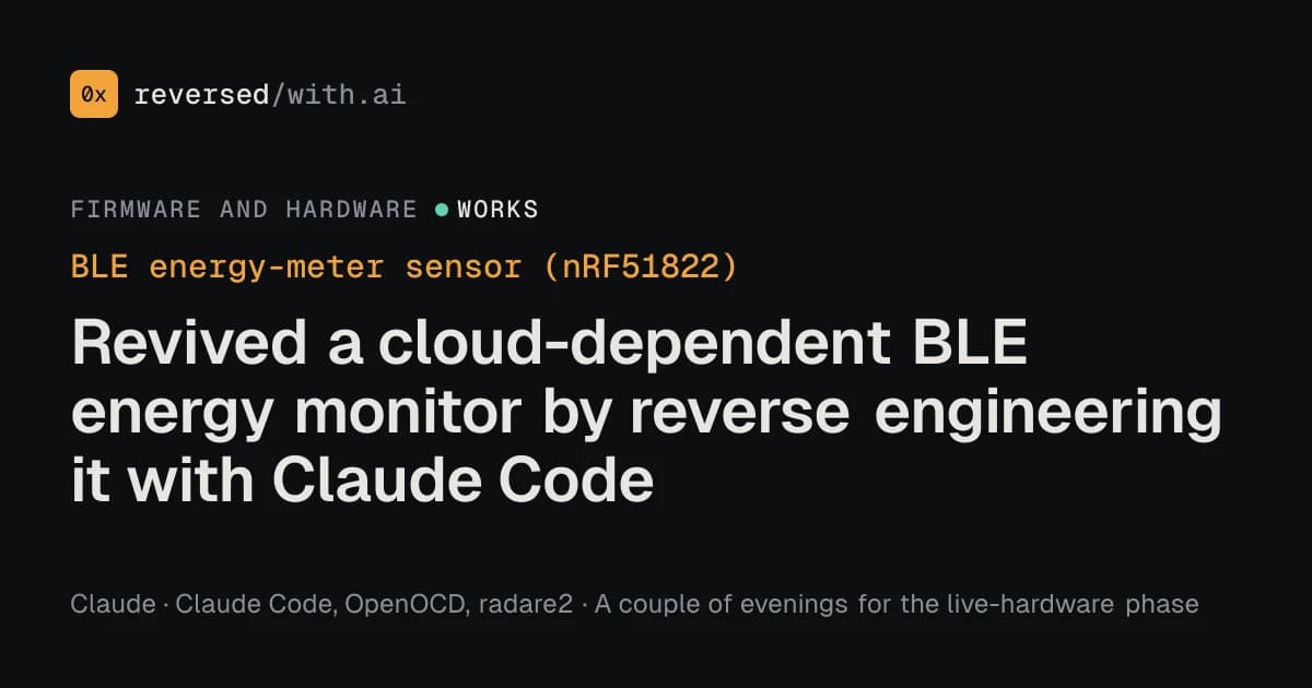 BLE energy-meter sensor (nRF51822): The vendor went bankrupt; the meter now talks to Home Assistant locally.