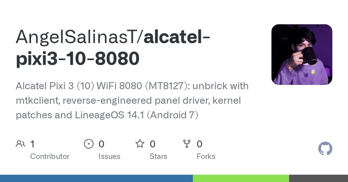 Alcatel OneTouch Pixi 3 (10) WiFi, model 8080: A boot-looping tablet rescued, with its panel driver rebuilt.