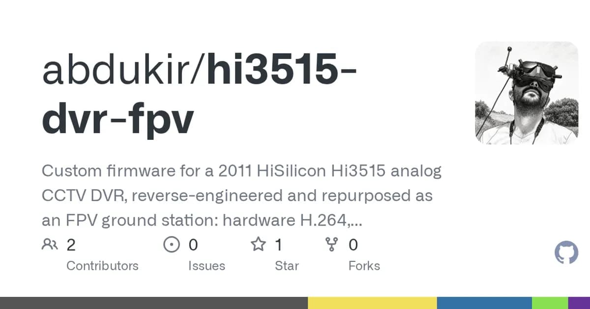 NetDVR RR104P (HiSilicon Hi3515 DVR): A dead CCTV recorder running AI-written firmware as an FPV station.