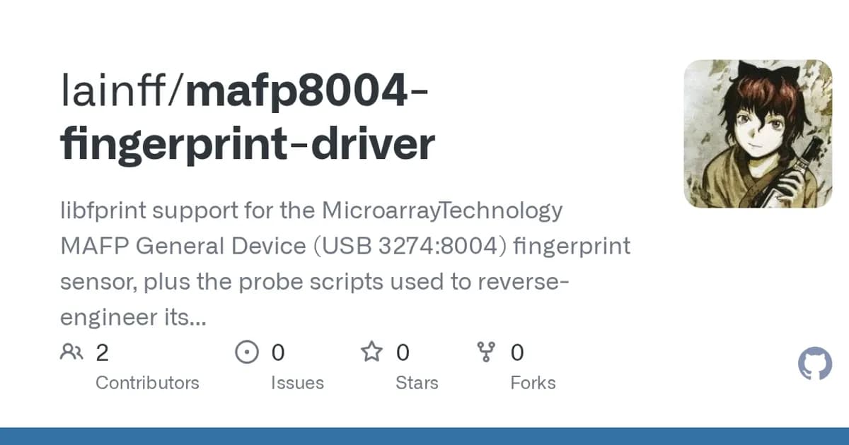 MicroArray MAFP General Device 3274:8004 fingerprint sensor: A laptop fingerprint reader that now logs you in on Linux.