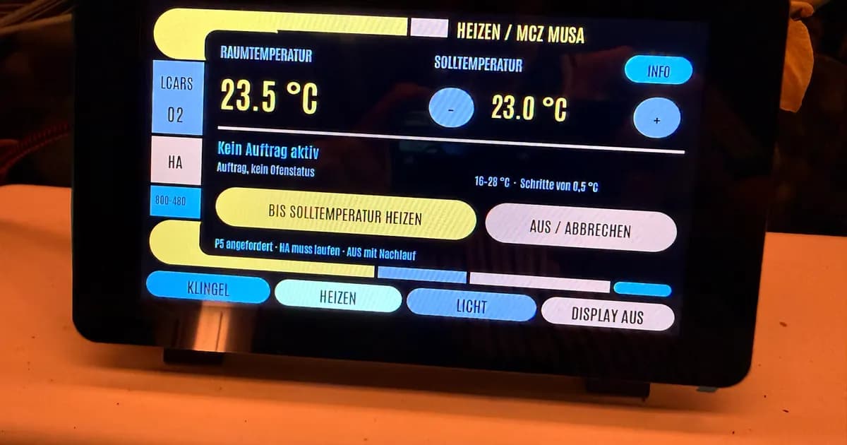 MCZ MUSA 2.0 AIR pellet stove remote: A pellet stove remote recorded and replayed through ESPHome.