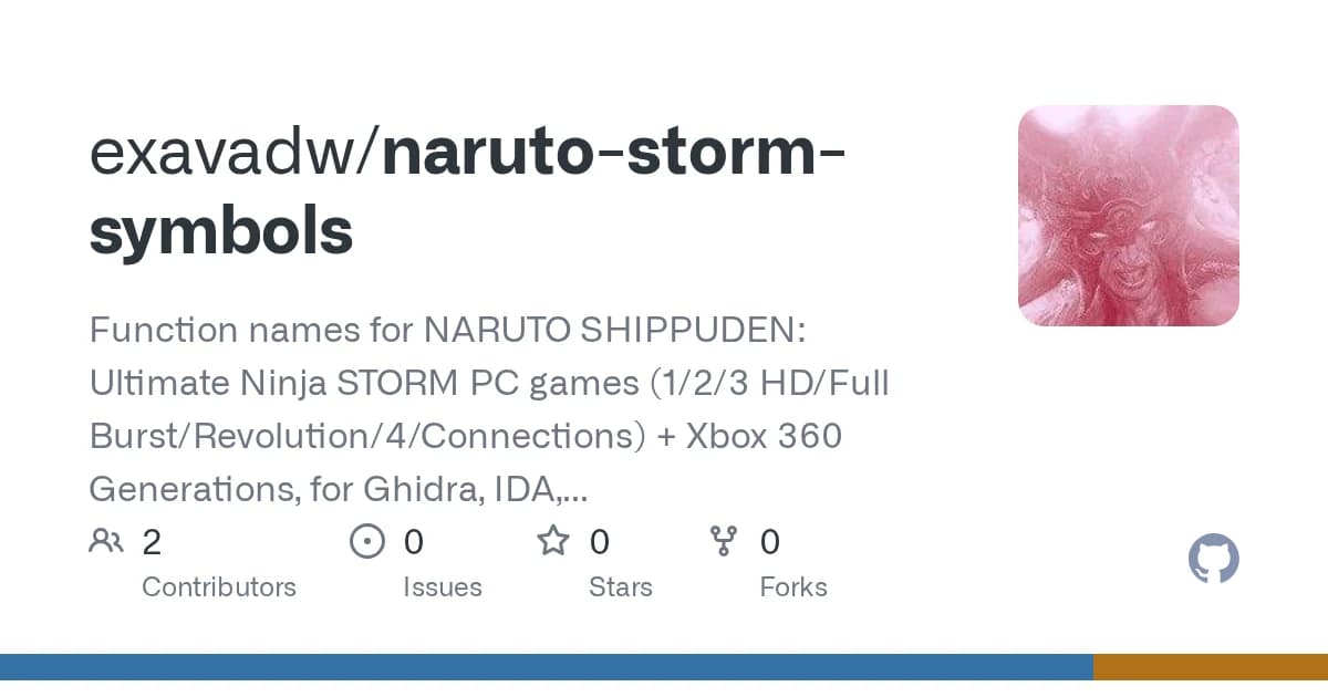 NARUTO SHIPPUDEN: Ultimate Ninja STORM series (PC, Xbox 360): Ten game builds, about 142,000 official function names for modders.