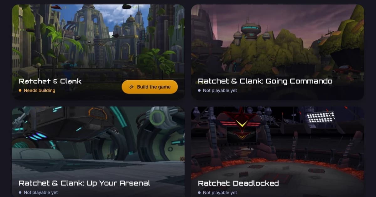 Ratchet & Clank series (PlayStation 2): 94 percent of Ratchet & Clank matched, running as a native PC program.