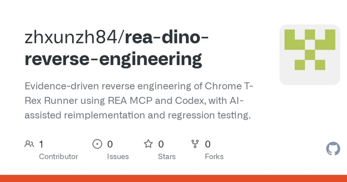 Chrome T-Rex Runner (open-source browser game): Codex rebuilt an open-source browser game from REA evidence.
