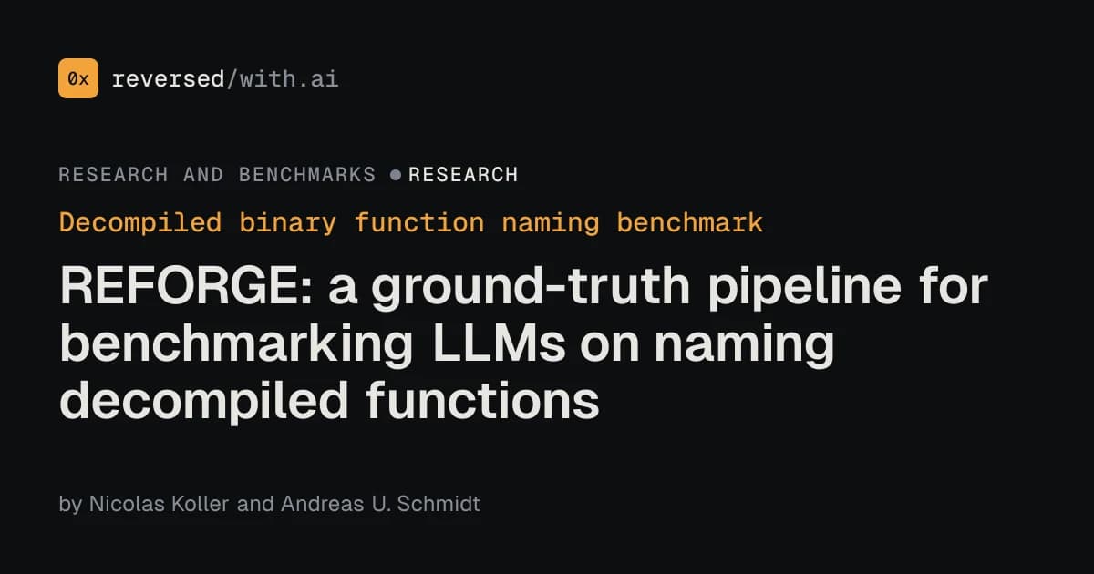 Decompiled binary function naming benchmark: A paper on measuring LLM reverse engineering fairly.