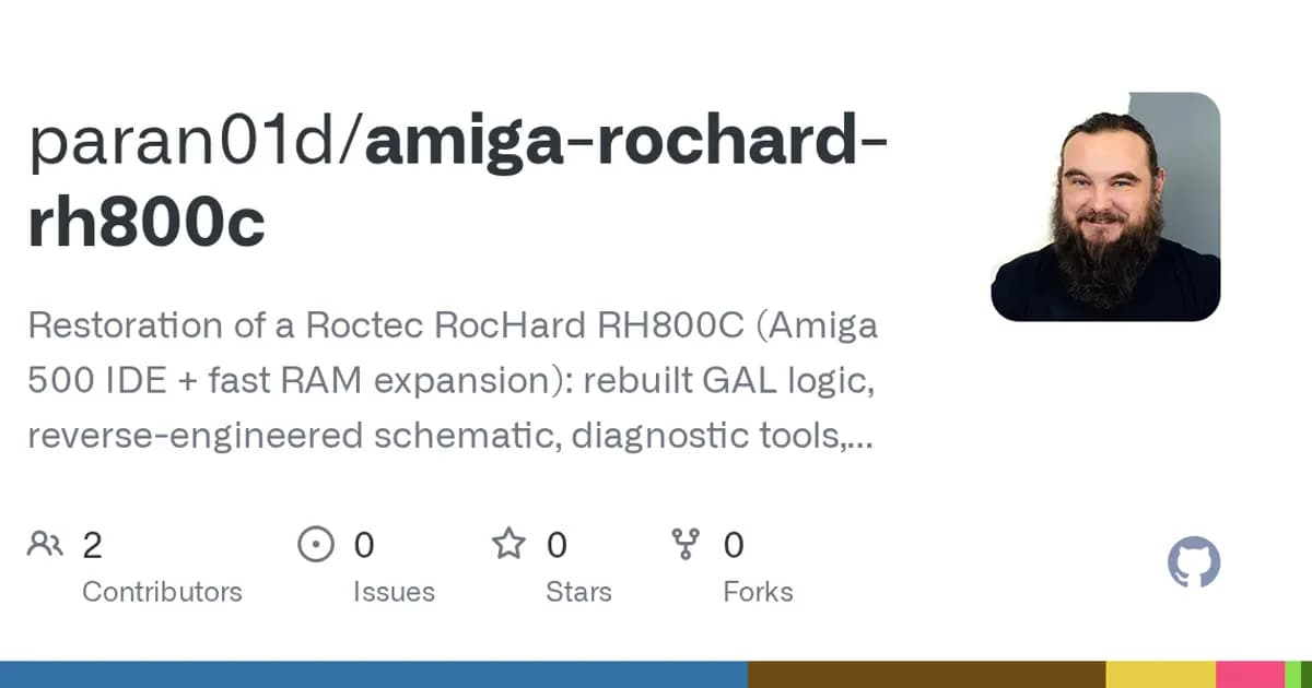 Roctec RocHard RH800C (Amiga 500 expansion card): A 1990 Amiga card revived with rebuilt GAL logic.