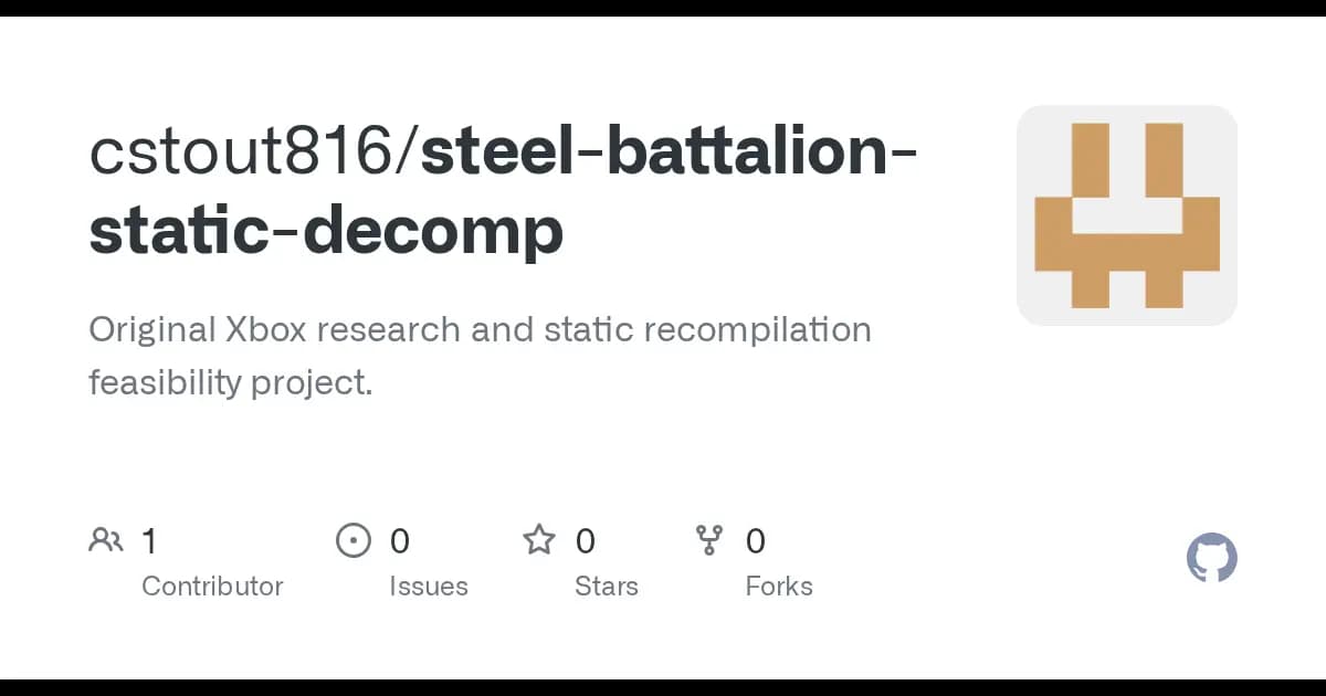 Steel Battalion (Xbox, 2002): An Xbox mech game translated to a Windows build, not yet booting.