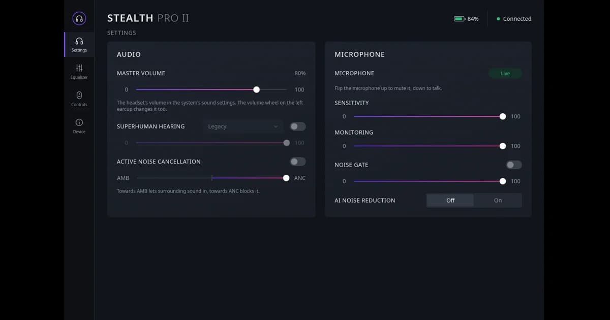 Turtle Beach Stealth Pro II headset (Swarm II app): A headset's Linux control app, with the protocol worked out by Claude.
