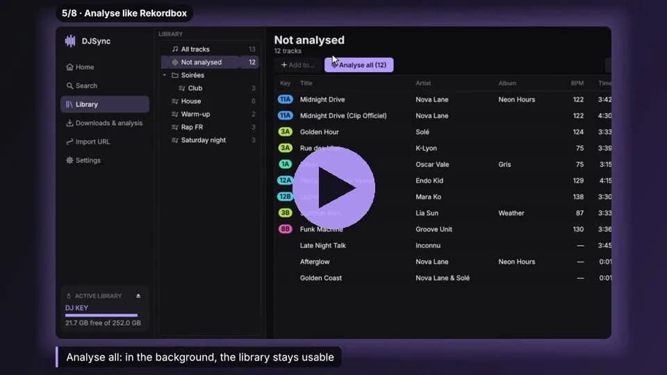 DJSync: A portable desktop application for managing music on Rekordbox-exported USB drives without Rekordbox.