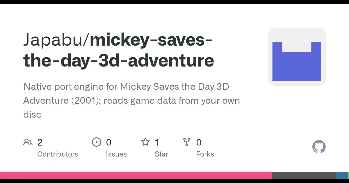 Disney's Mickey Saves the Day 3D Adventure (PC, 2000): 74% of the game code matches the original bytes, plus a macOS port.