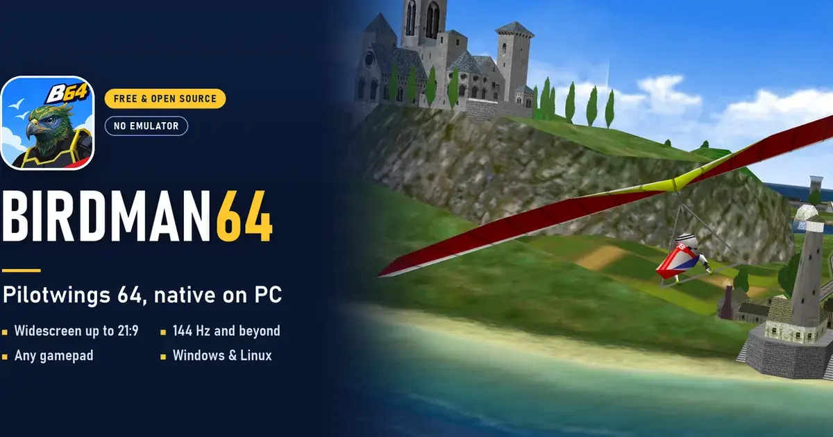 Pilotwings 64 (Nintendo 64, 1996): An N64 flight game on PC, built in six days by agents.