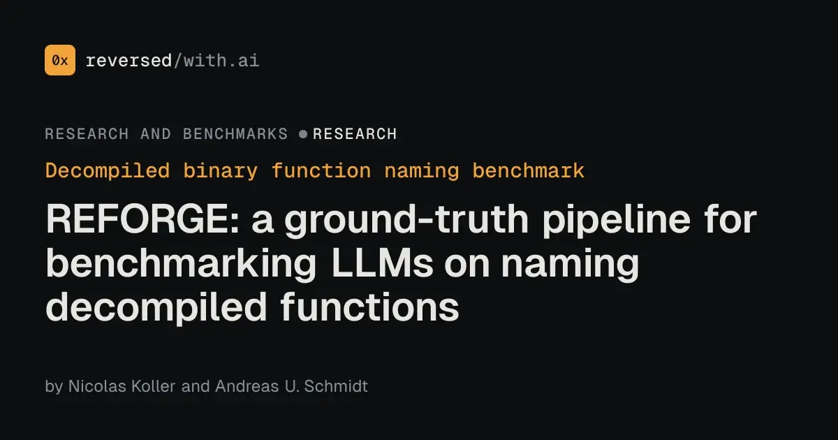 Decompiled binary function naming benchmark: A paper on measuring LLM reverse engineering fairly.