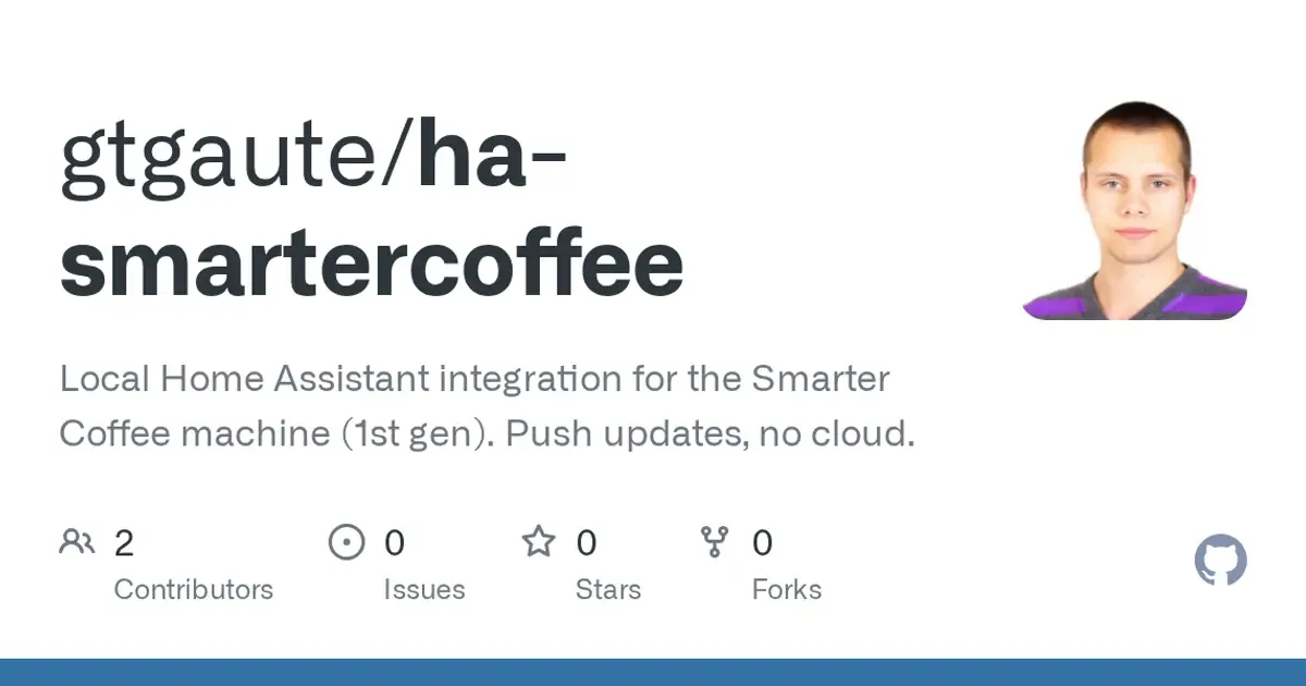 Smarter Coffee machine (1st generation, ESP8266): The coffee machine reports every state change to Home Assistant, no cloud.