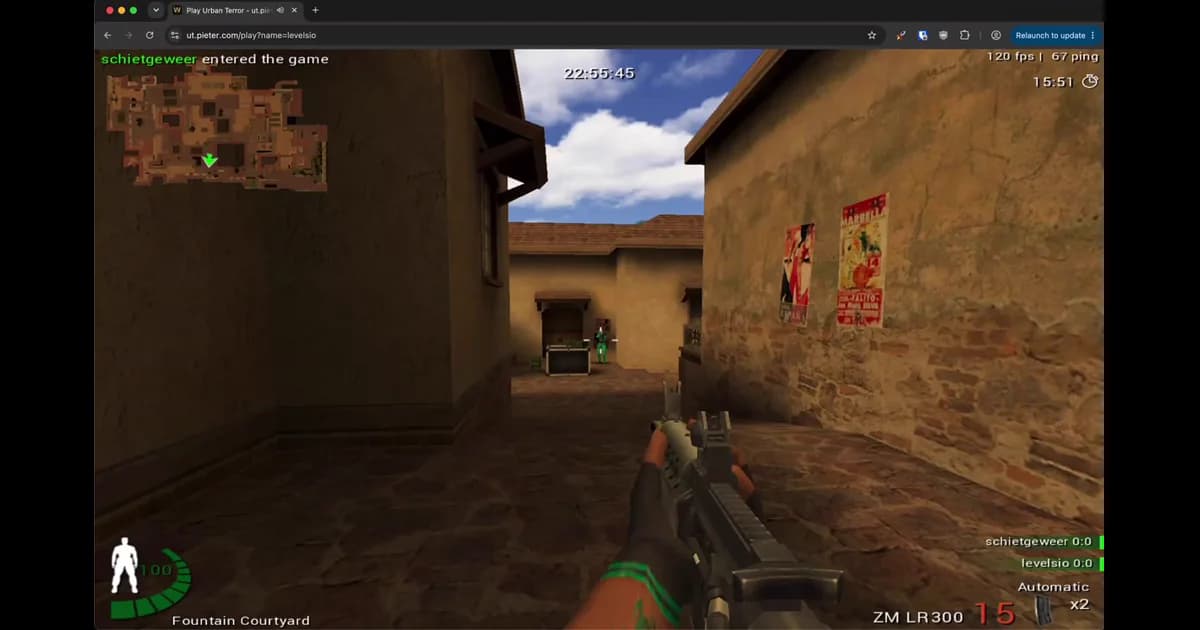 Urban Terror: A Quake 3 mod in the browser, fixed by finding a 4-byte offset.