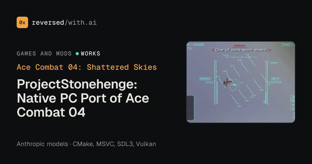 Ace Combat 04: Shattered Skies: ProjectStonehenge: Native PC Port of Ace Combat 04