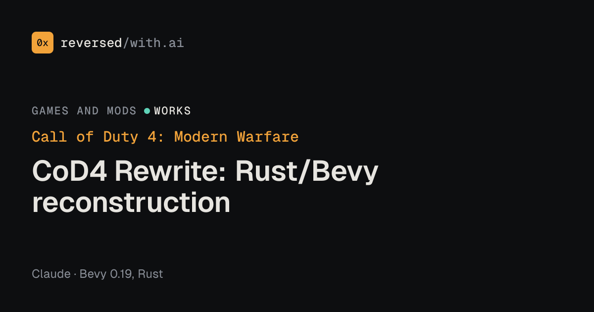 Call of Duty 4: Modern Warfare: CoD4 Rewrite: Rust/Bevy reconstruction