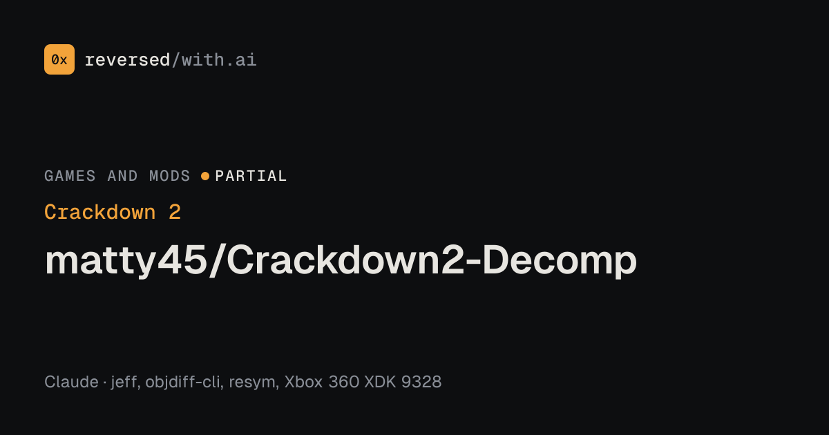 Crackdown 2: matty45/Crackdown2-Decomp