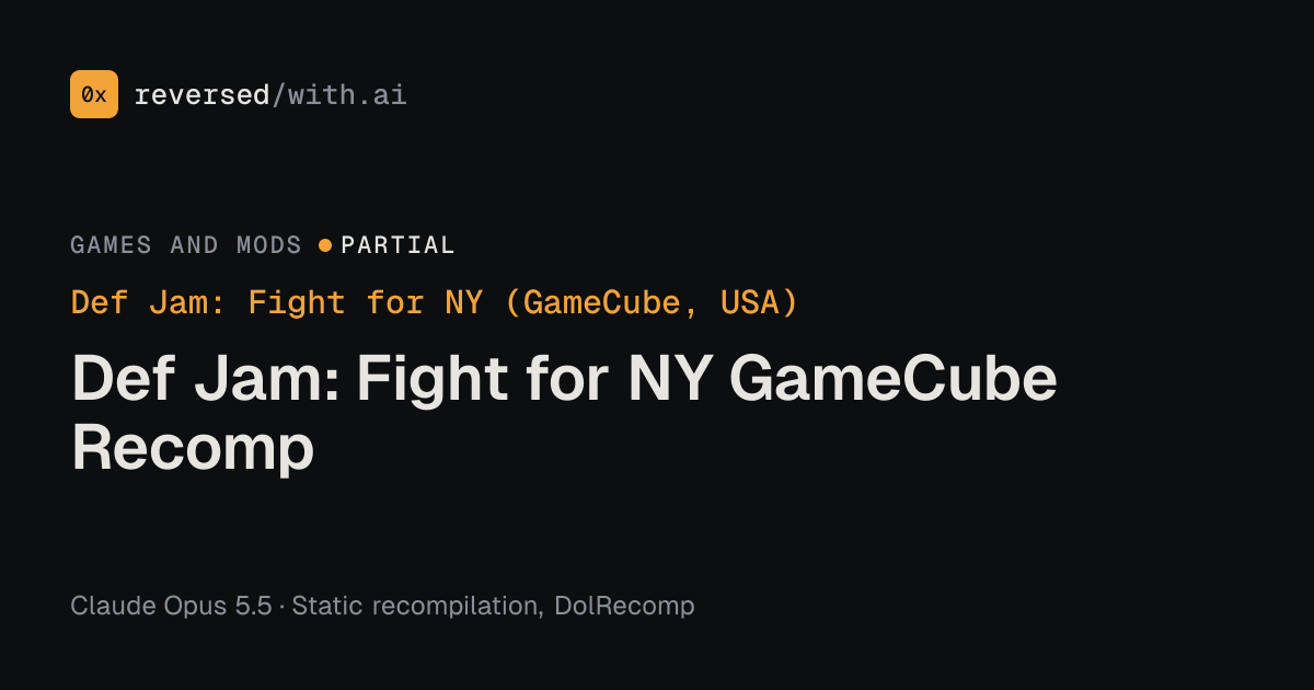 Def Jam: Fight for NY (GameCube, USA): Def Jam: Fight for NY GameCube Recomp