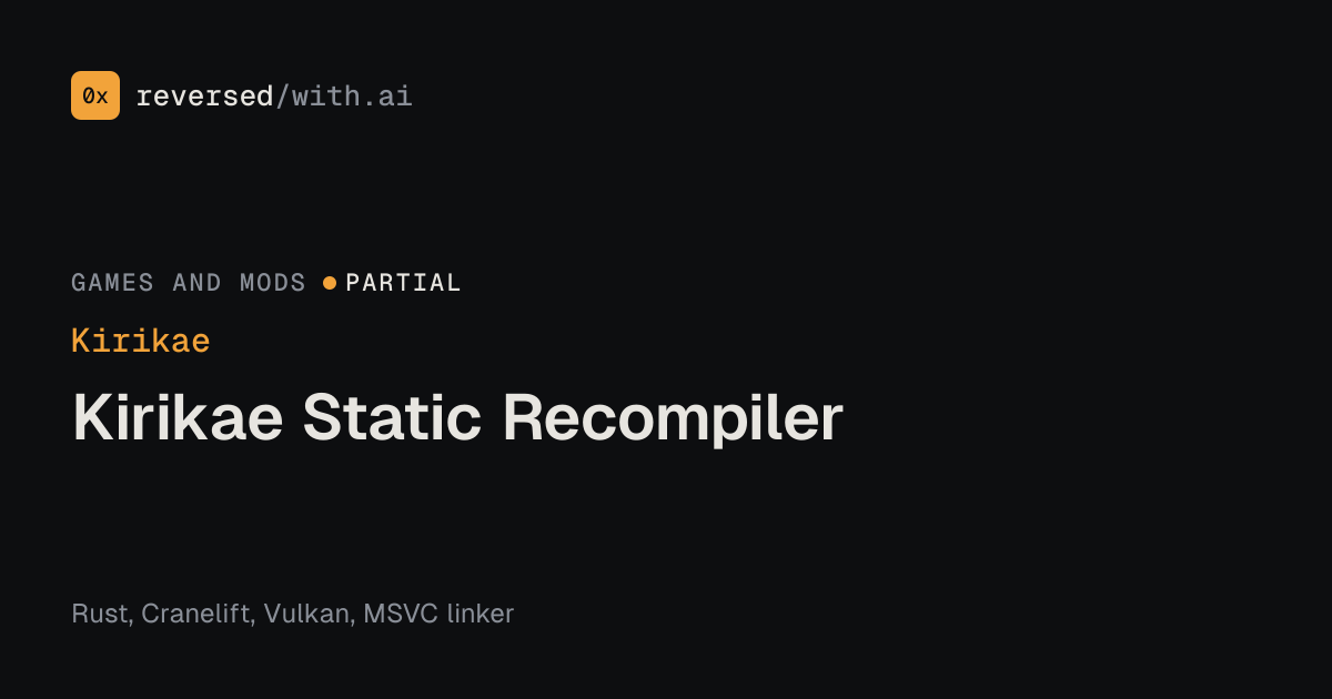 Kirikae: Kirikae Static Recompiler