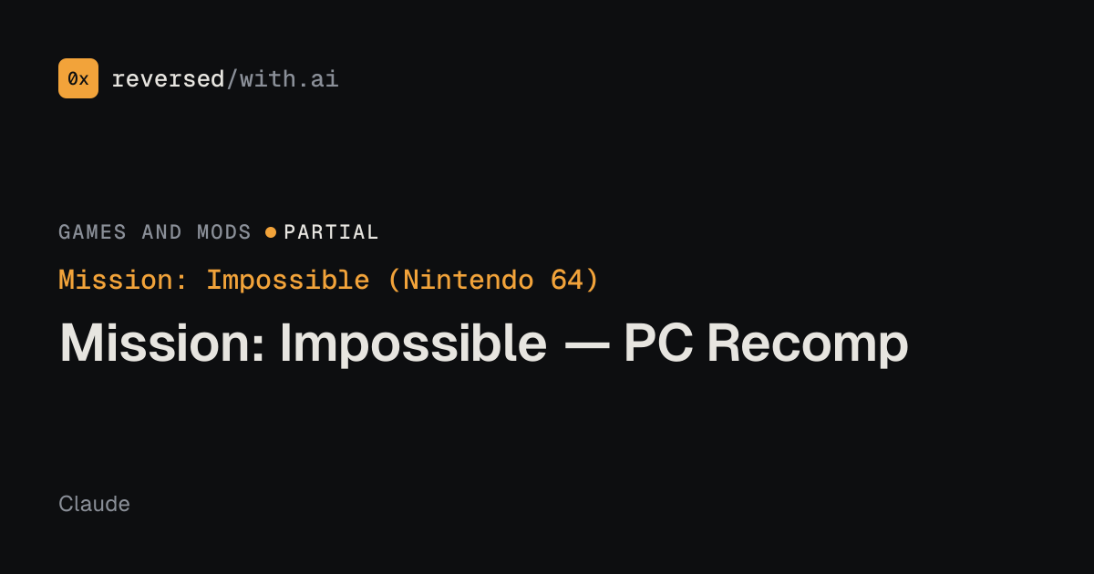 Mission: Impossible (Nintendo 64): Mission: Impossible — PC Recomp