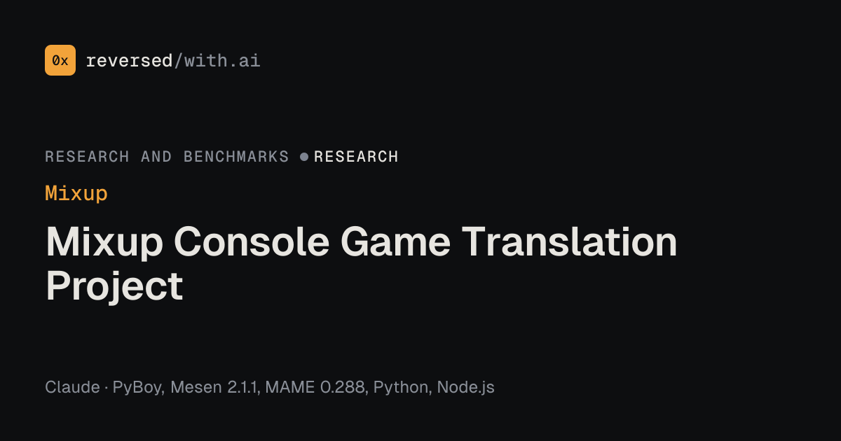 Mixup: Mixup Console Game Translation Project
