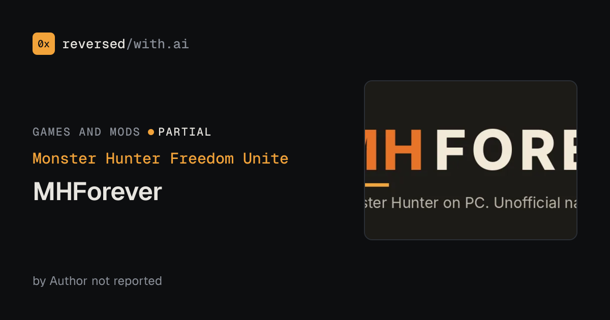Monster Hunter Freedom Unite: MHForever
