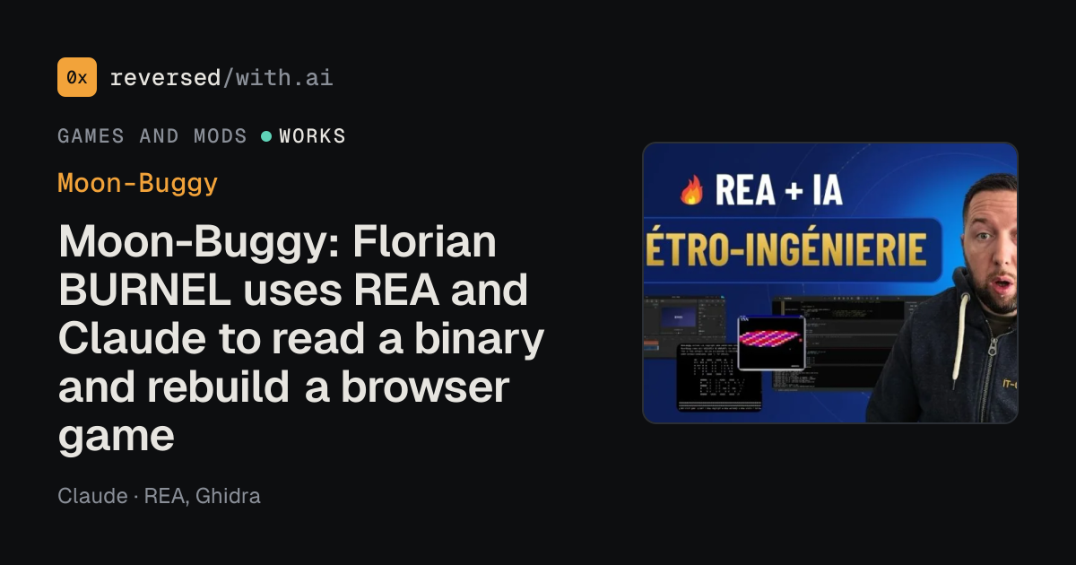 Moon-Buggy: Moon-Buggy: Florian BURNEL uses REA and Claude to read a binary and rebuild a browser game