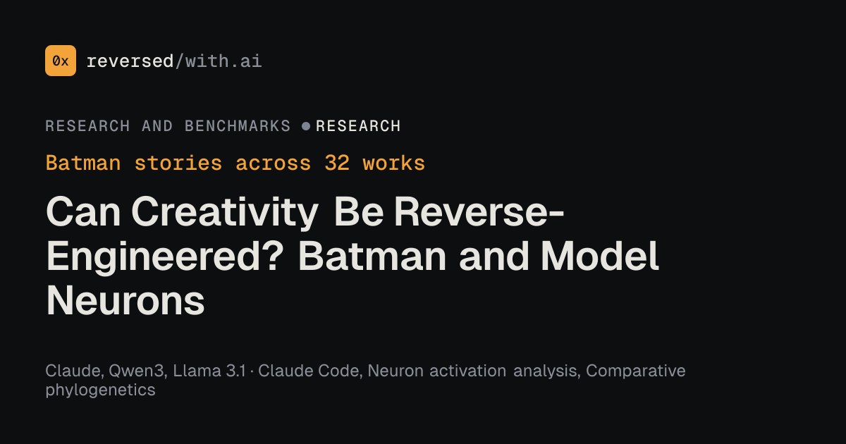 Batman stories across 32 works: Can Creativity Be Reverse-Engineered? Batman and Model Neurons
