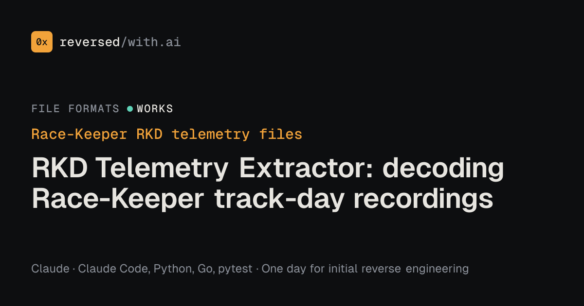 Race-Keeper RKD telemetry files: RKD Telemetry Extractor: decoding Race-Keeper track-day recordings