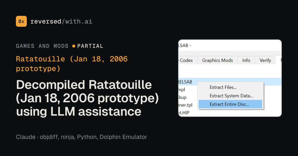 Ratatouille (Jan 18, 2006 prototype): Decompiled Ratatouille (Jan 18, 2006 prototype) using LLM assistance