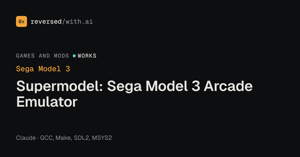 Sega Model 3: Supermodel: Sega Model 3 Arcade Emulator