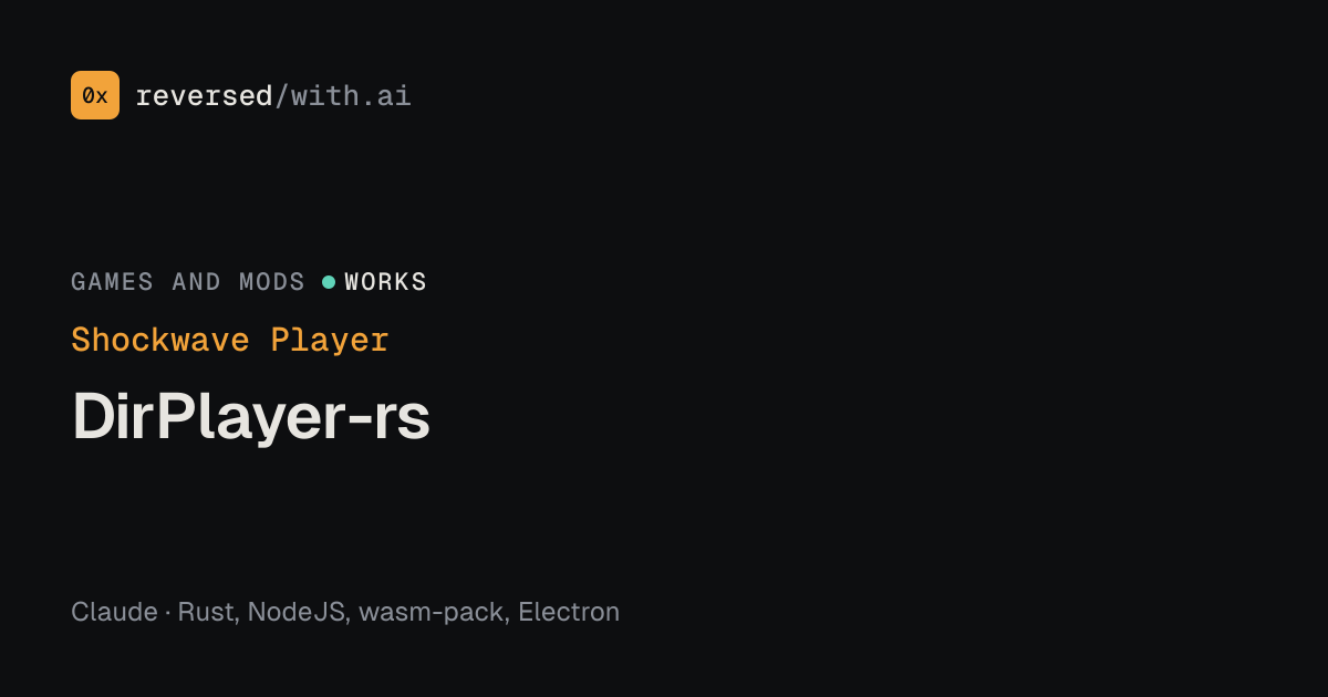 Shockwave Player: DirPlayer-rs
