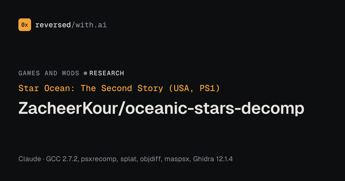 Star Ocean: The Second Story (USA, PS1): ZacheerKour/oceanic-stars-decomp