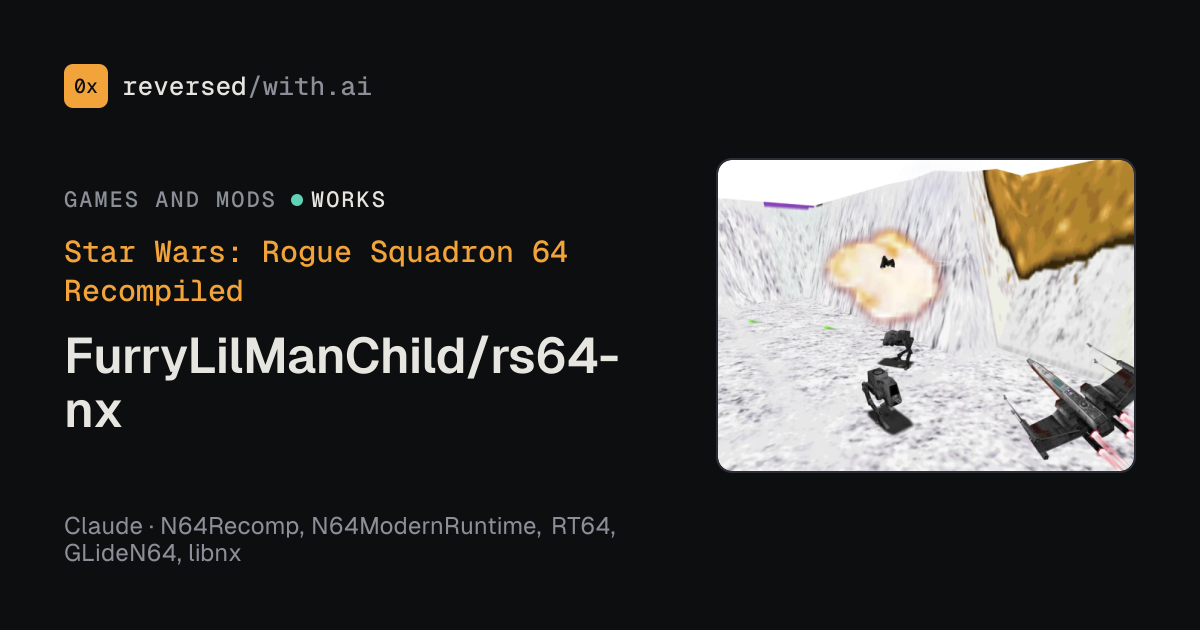 Star Wars: Rogue Squadron 64 Recompiled: FurryLilManChild/rs64-nx