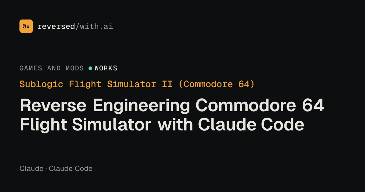 Sublogic Flight Simulator II (Commodore 64): Reverse Engineering Commodore 64 Flight Simulator with Claude Code