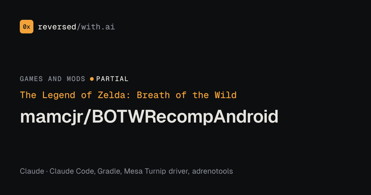 The Legend of Zelda: Breath of the Wild: mamcjr/BOTWRecompAndroid