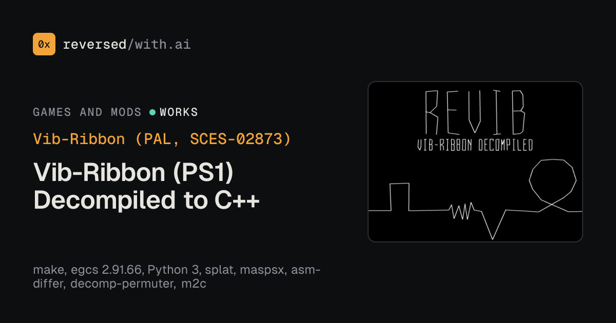 Vib-Ribbon (PAL, SCES-02873) decompilation