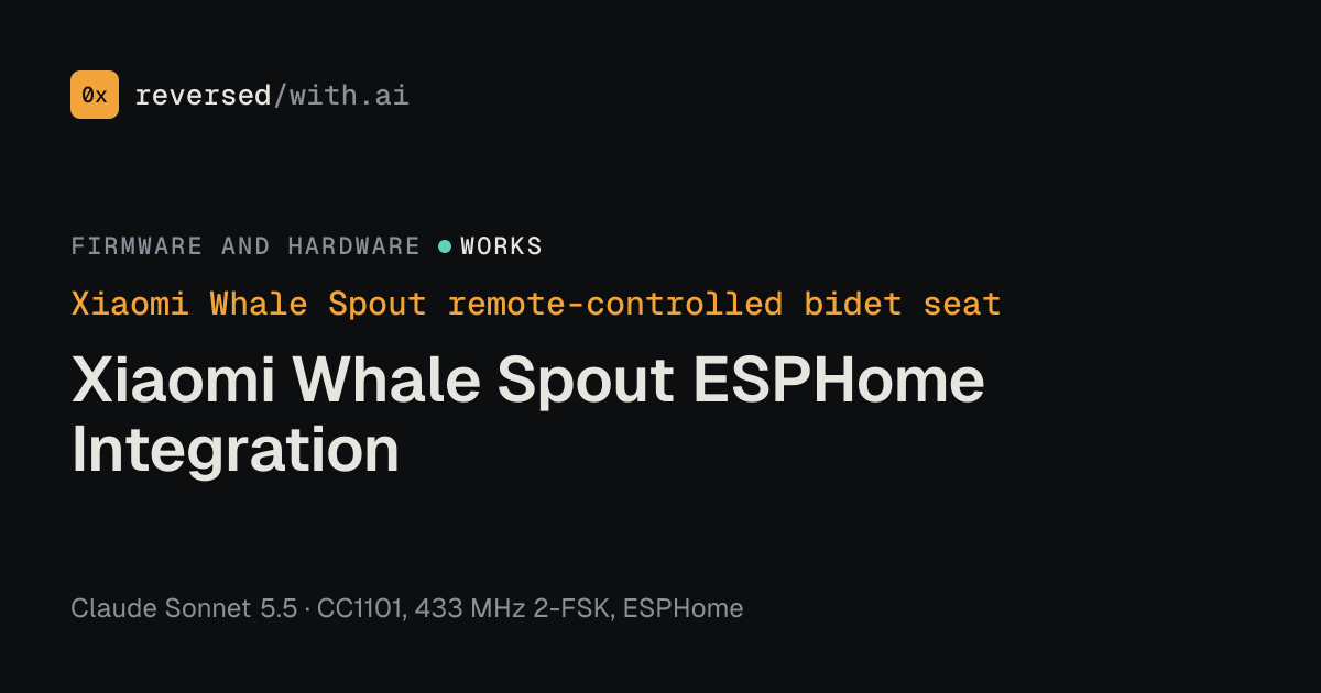 Xiaomi Whale Spout remote-controlled bidet seat: Xiaomi Whale Spout ESPHome Integration
